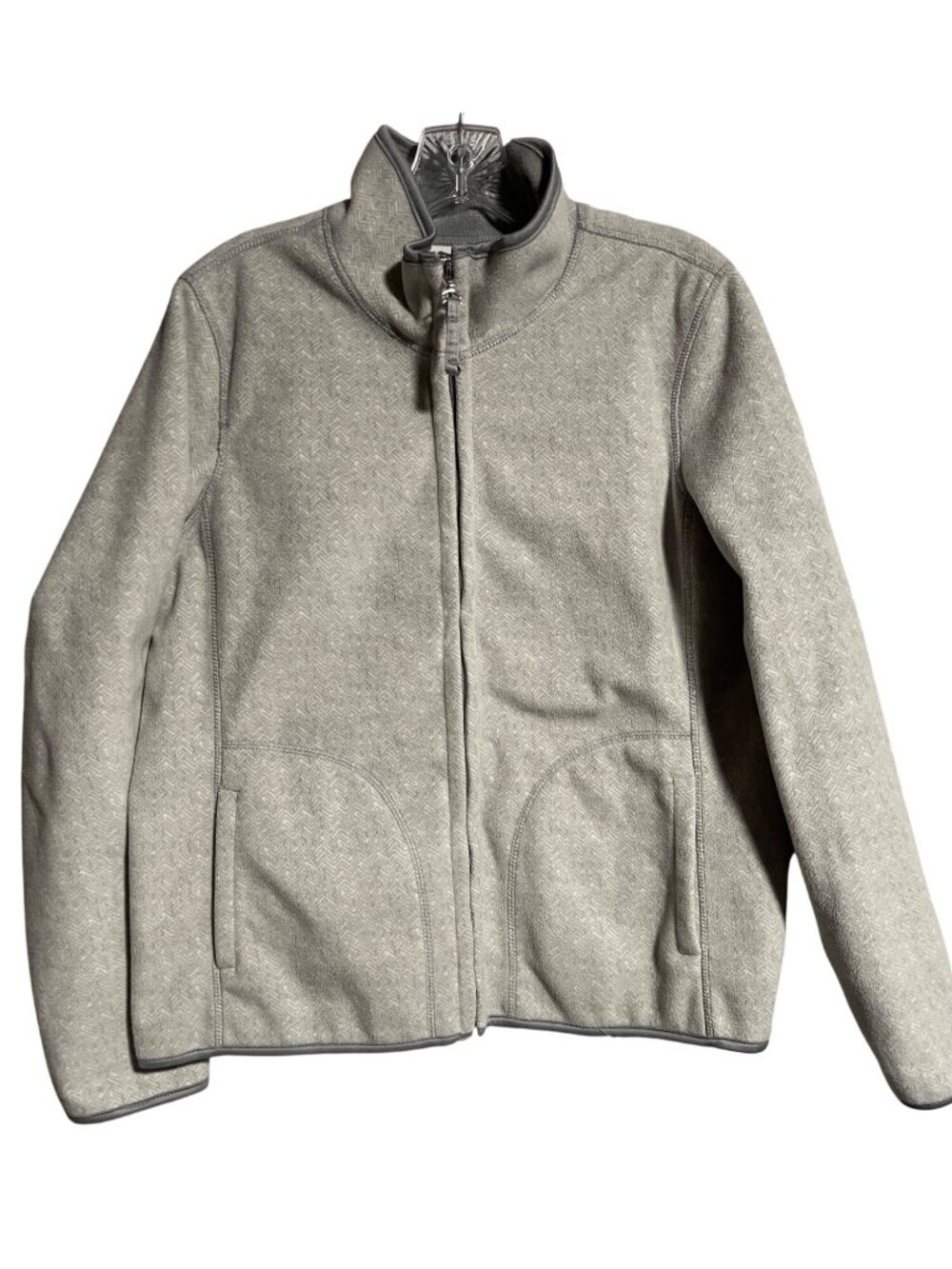 Coldwater Creek Womens Full Zip Jacket Gray Size M Soft Midweight Chevron Print